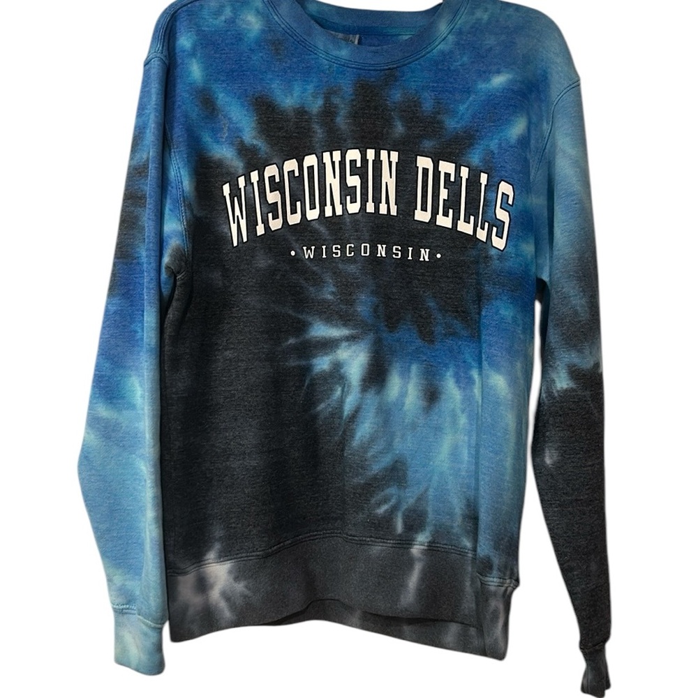 Dreamsicle Wisconsin Dells Blue Tie-Dye Sweatshirt – Vintage Cozy Crewneck Small